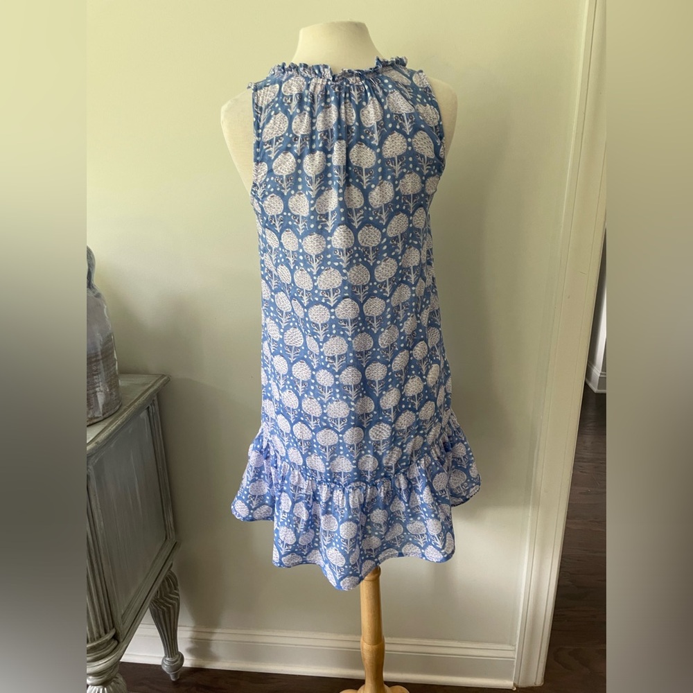 OLIPHANT KERACHI RUFFLE HEM BLOCK PRINT DRESS SIZE XS - Picture 4 of 11